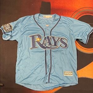 Majestic Rays Light Blue Baseball Jersey